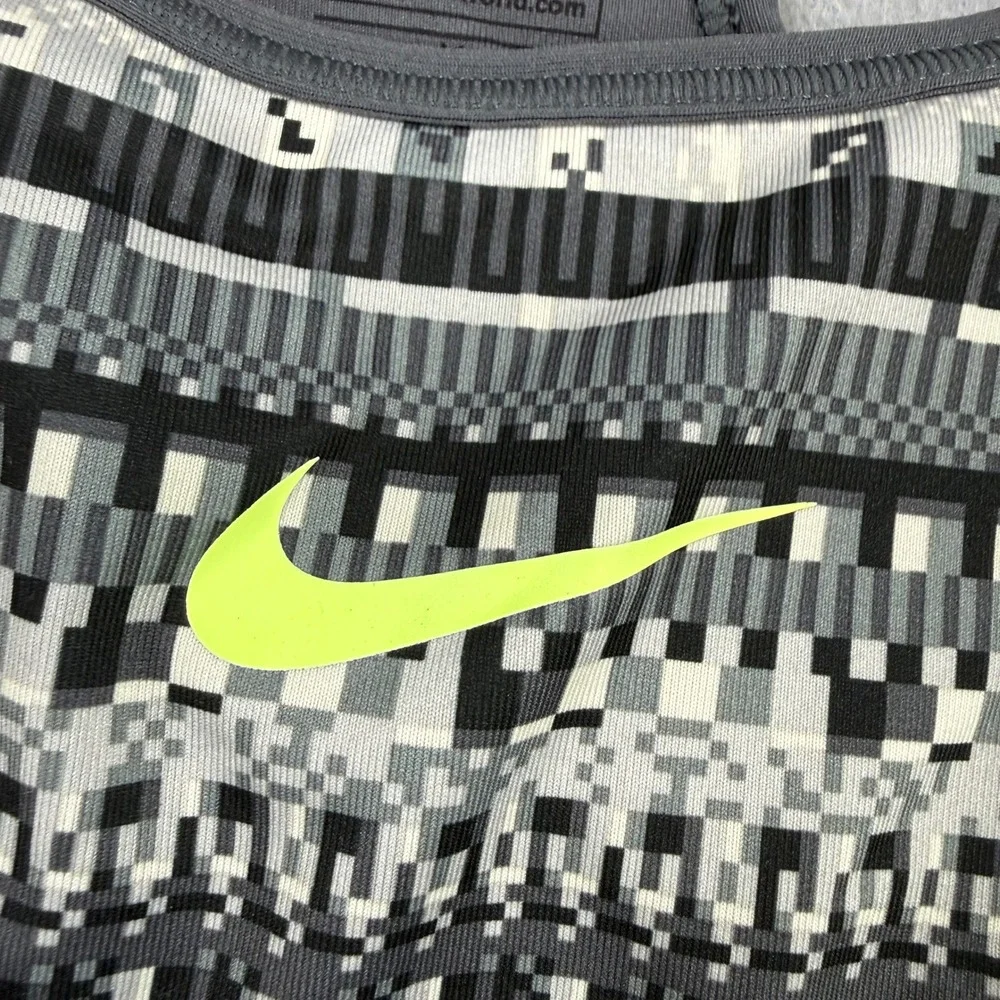Nike Sports Bra Women Medium Gray Geometric Aztec Dri-FIT Racerback Athletic Gym